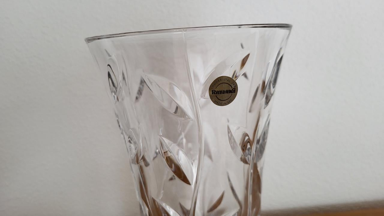 Ravenna zware loodkristallen vaas met bladmotief