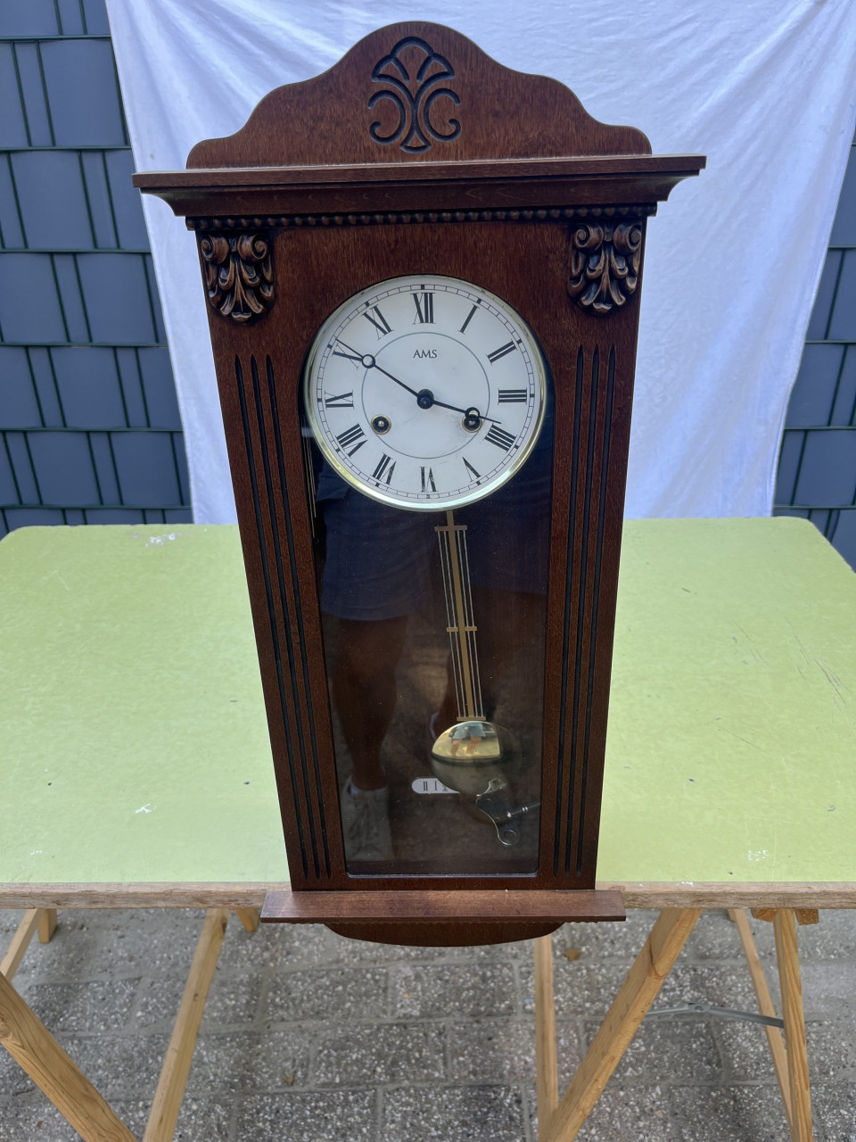 AMS houten regulateur wandklok