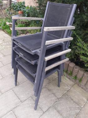 Tuinset terras alu stapel-baar 4 x STOEL 2 x TAFEL klein & groot