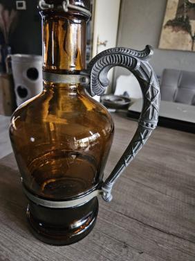 Prachtige grote amberkleurige glazen growler bierfles2 liter