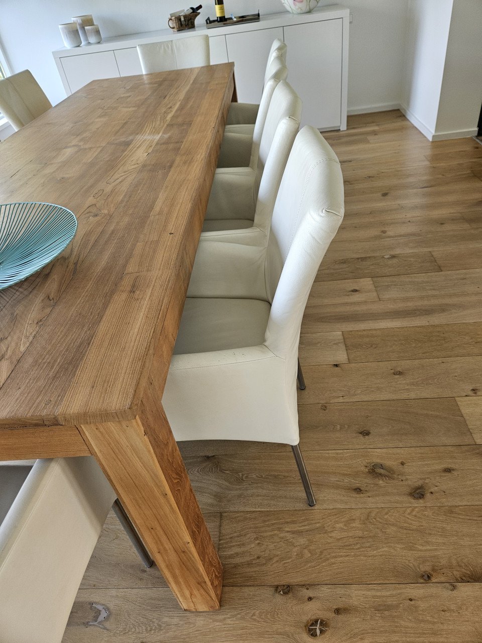 Eetkamerstoelen,  wit leer