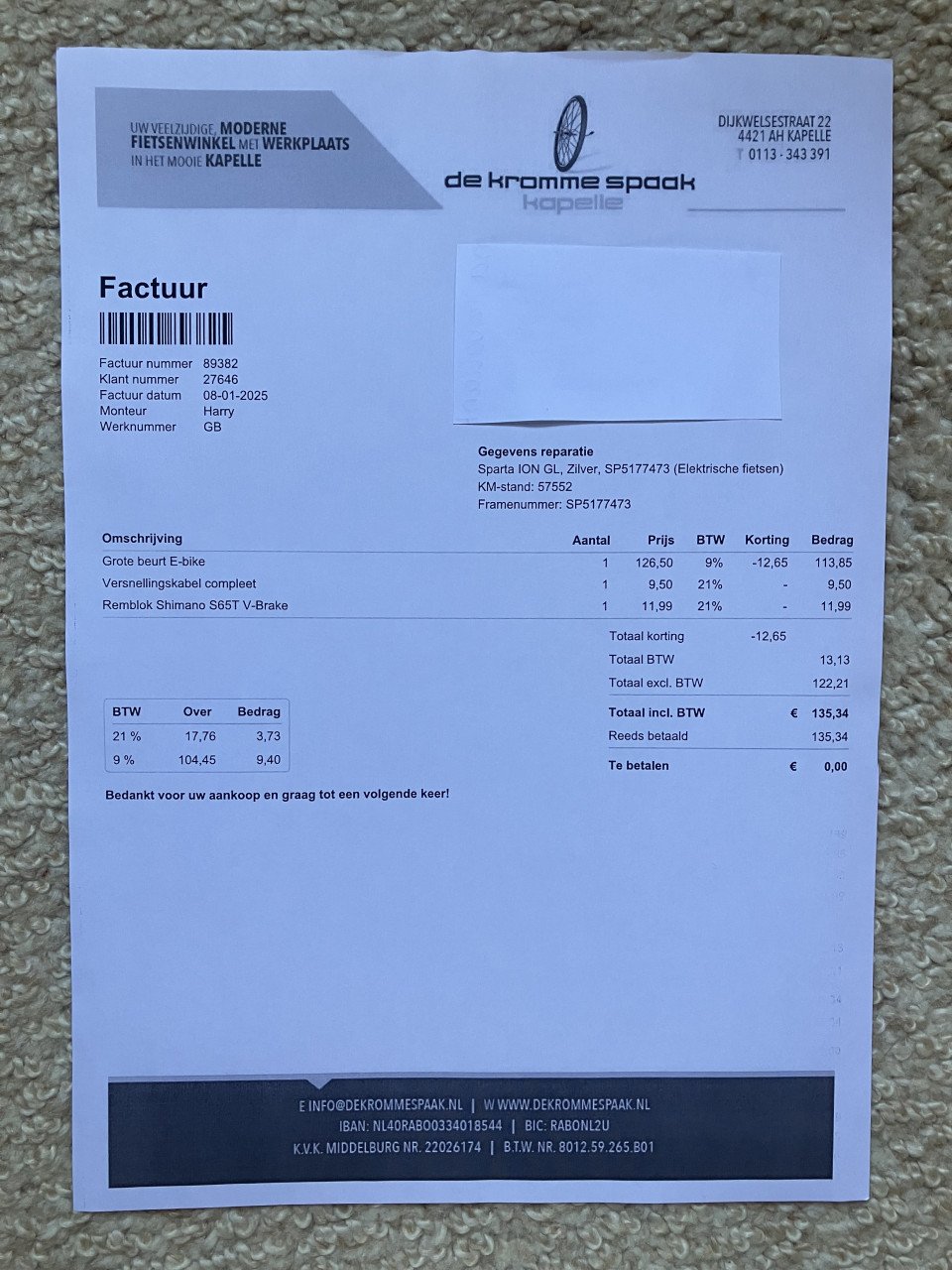 Elektrische fiets Sparta ION GL +