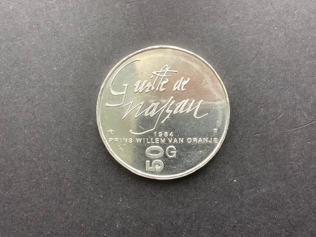 Beatrix, 50 gulden 1984 “Prins Willem van Oranje” , zilver.