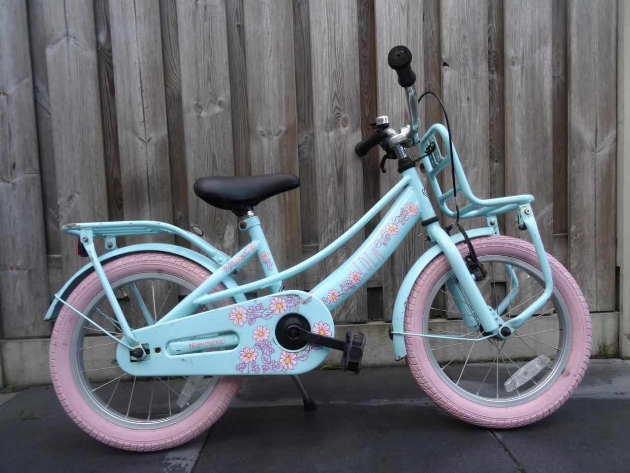 Popal Lola 16 inch kinderfiets – Mint Roze 🌸