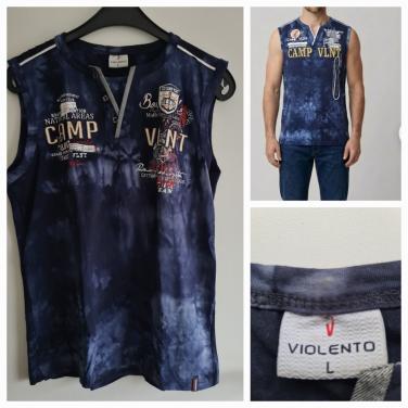 Violento tanktop met een blauwe tie-dy Maat L