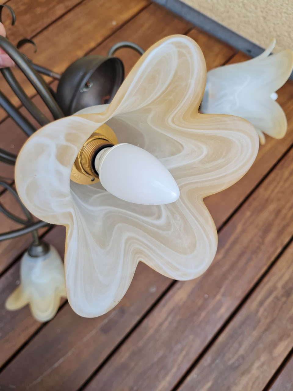 Antieke kroonluchter met 5 armen en bloemen ( Lucide)