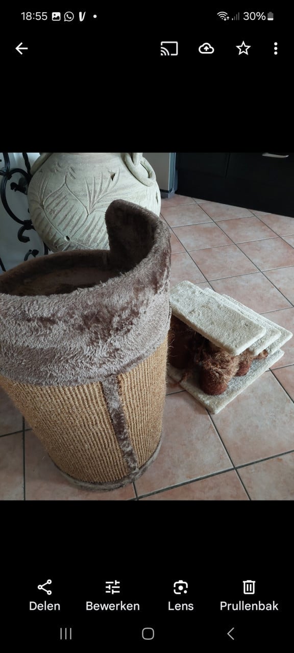 Kattenkrabton camelkleur &kattenkrabtrapje beige