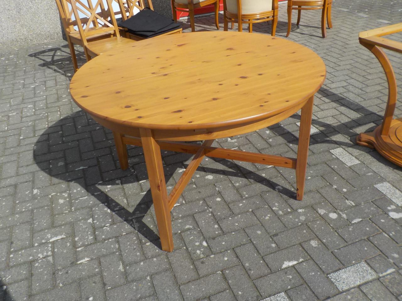Massief grenen verlengbare eettafel 170 x 125 cm + 4 stoelen setprijs 175