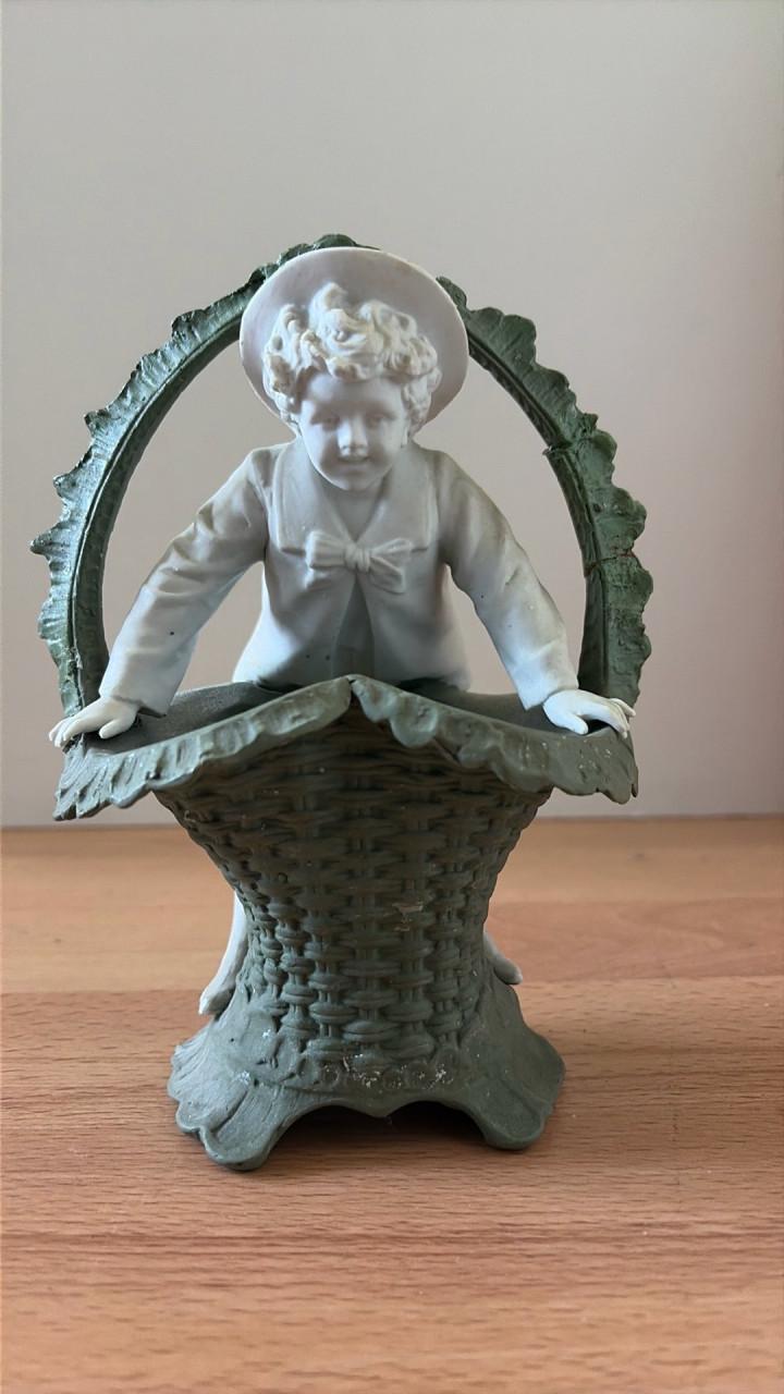 Antieke Bisque Porseleinen Jardinière /Plantenbak