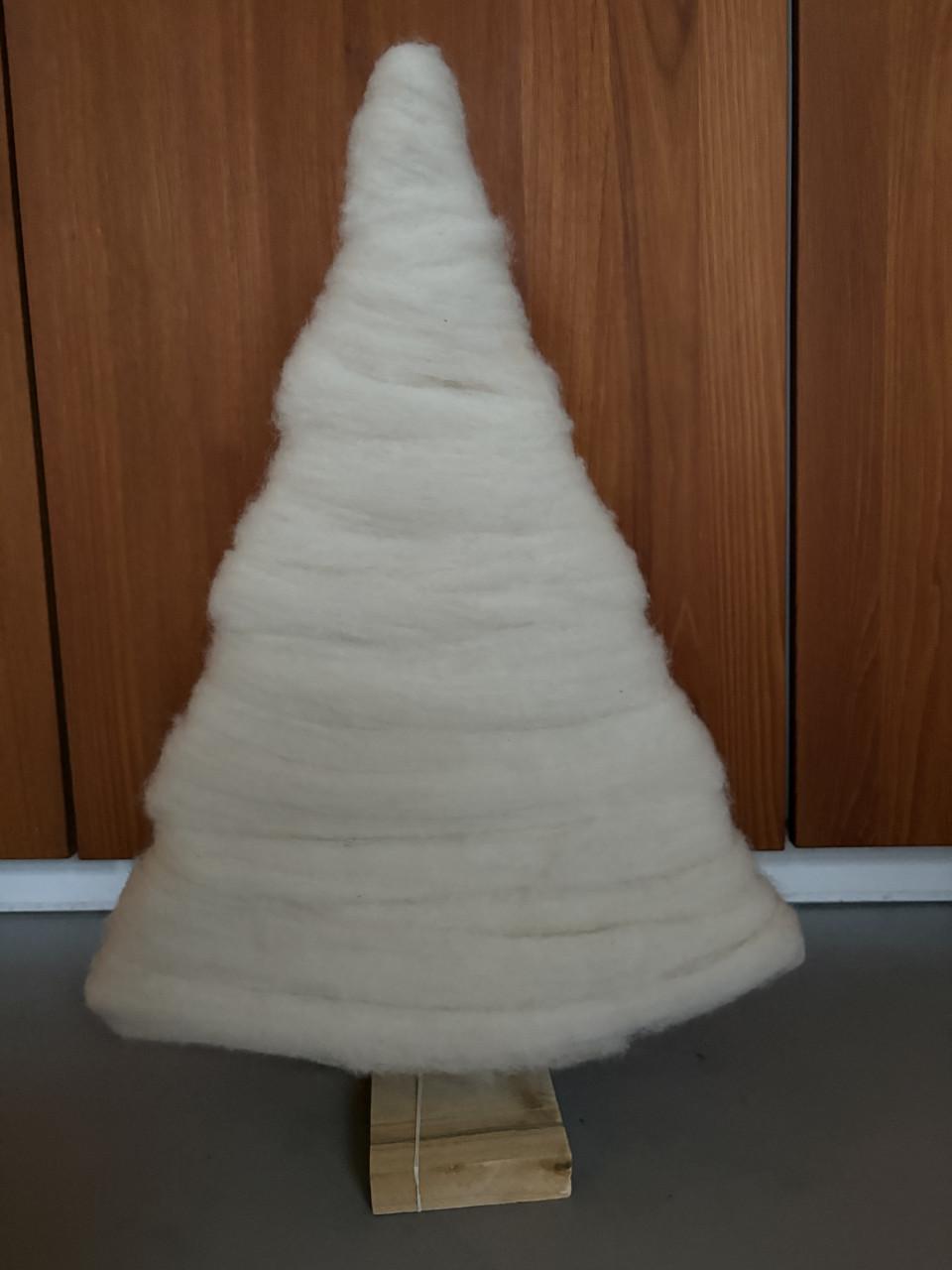 ECO houten Kerstboom hout met schapenwol incl verlichting