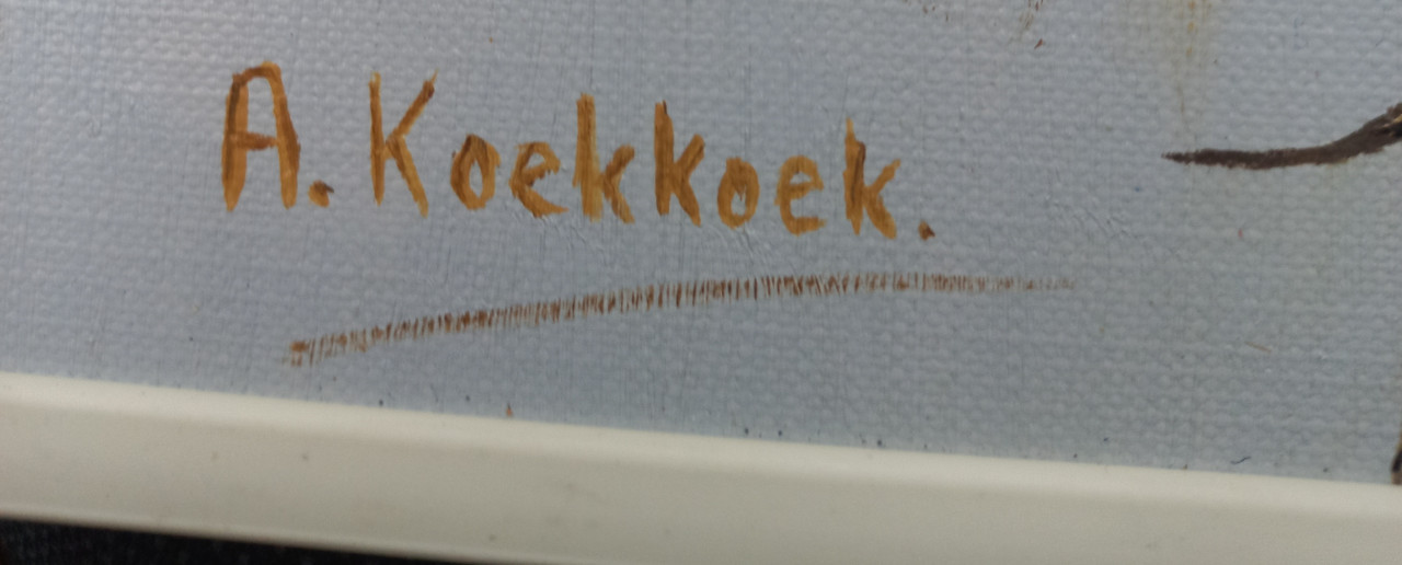 Prachtige Schilderij Twee Puttertjes .