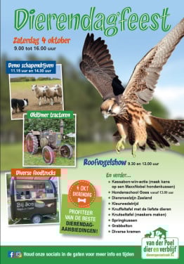 !Dierendagfeest bij Dierenverblijf Van der Poel - 4 oktober!