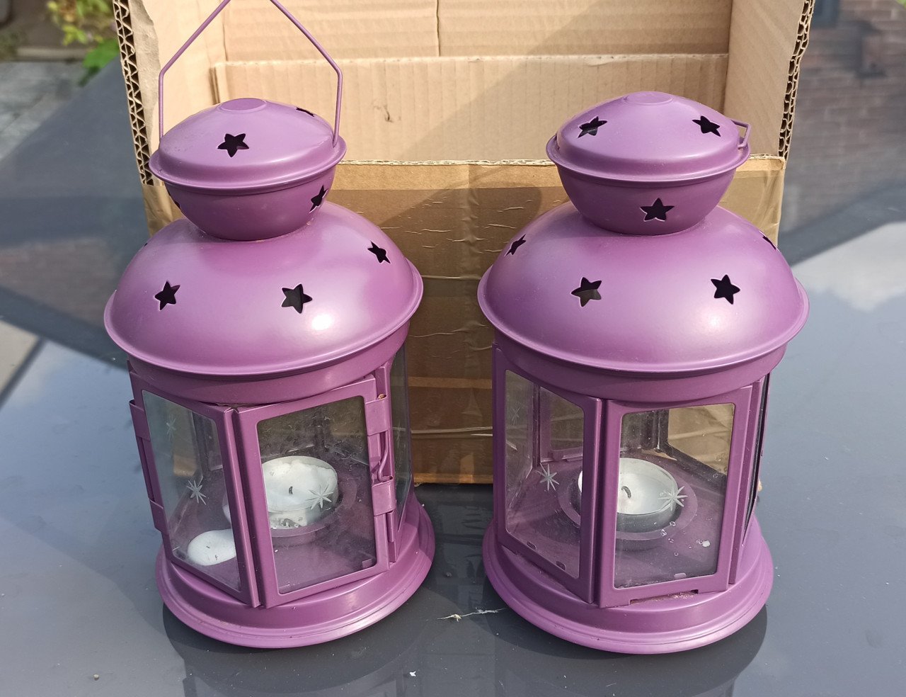 2 x IKEA ROTERA lantaarn + ong 165 theelichtjes