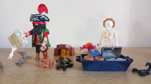 Playmobil piraat met schatten, wapens en skelet