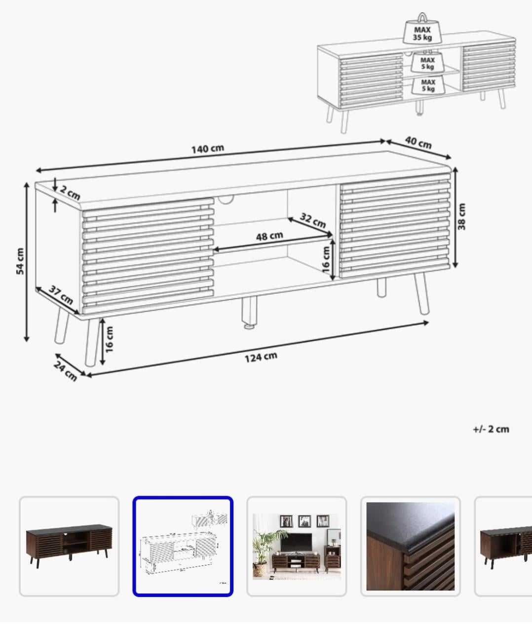 Te koop: Perth TV-meubel donkere houtkleur-MDF 140cm breed