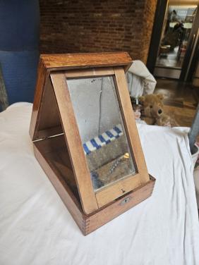 Mooie antieke houten scheerkist