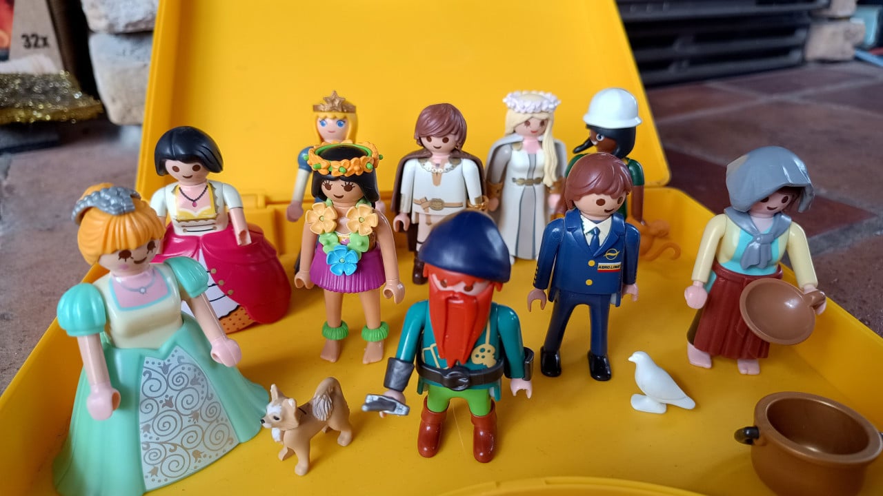 Playmobil set – 10 figuren + hond + accessoires in gele koffer