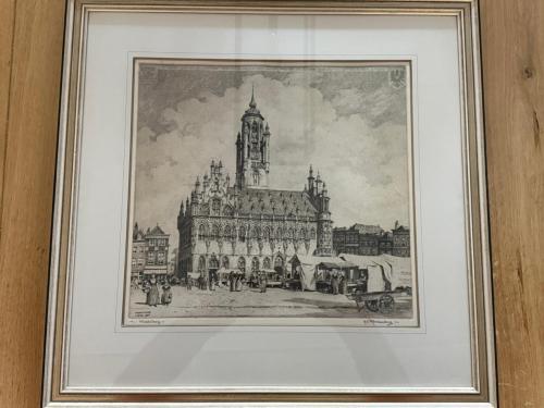 Middelburg Stadhuis Ets - zeldzaam van E.E.Roodenberg 1895 - 1973