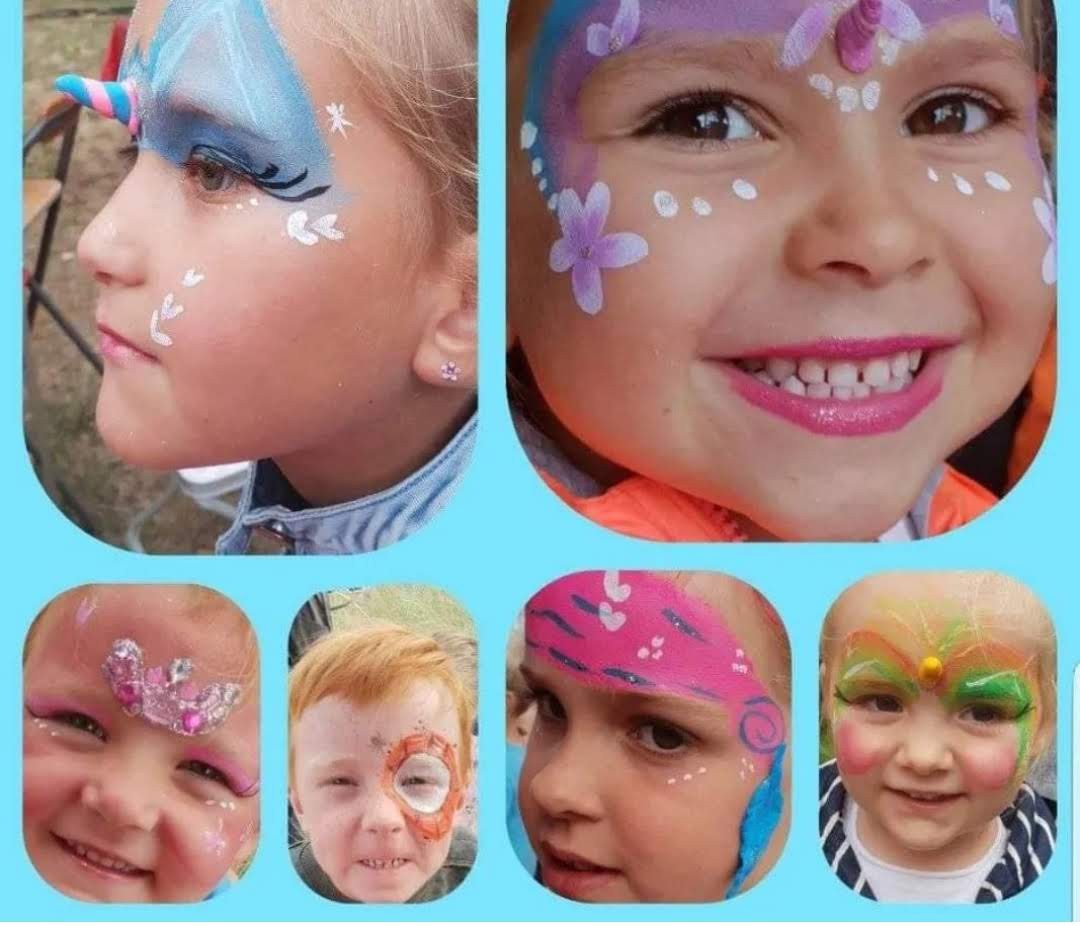 Schminken & glittertattoos op feestje/festival