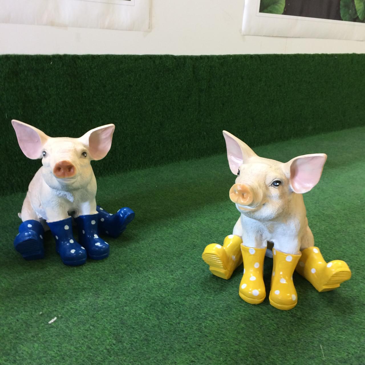 Zittende honden met hoed set - groot en klein - deco