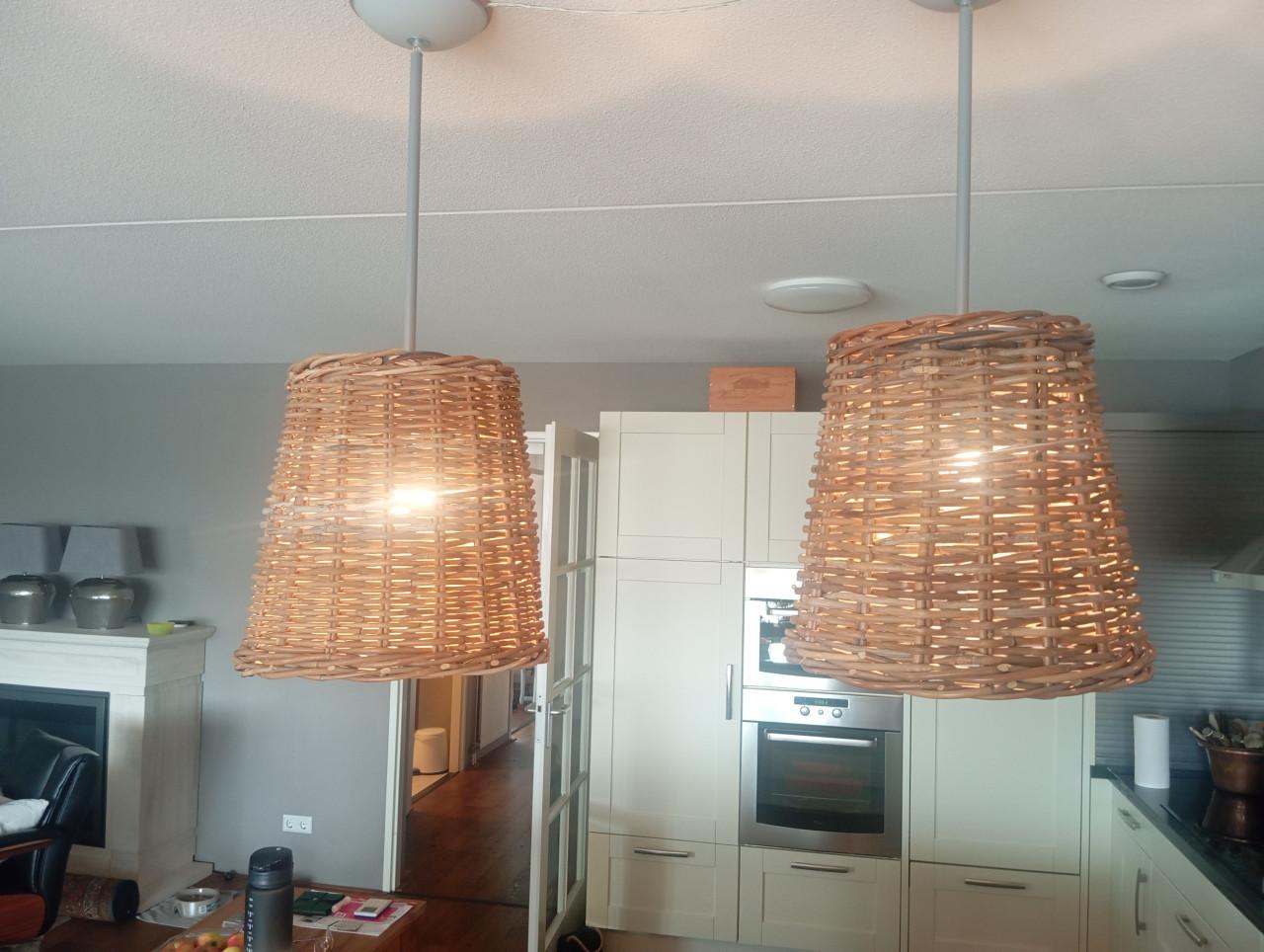 Rieten lampenkappen 2x