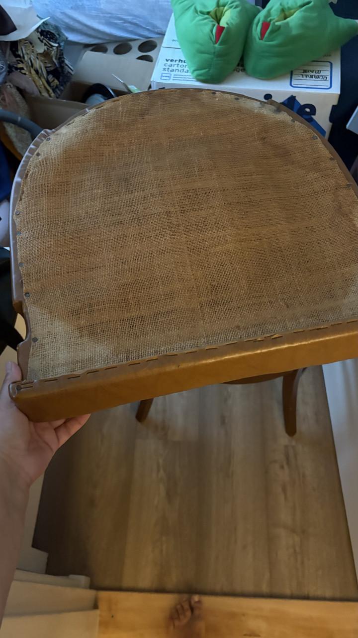 Vintage fauteuil/stoel cognac leer/hout
