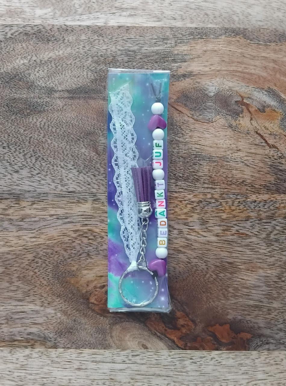 5 =€10 BEDANKT JUF Sleutelhangers