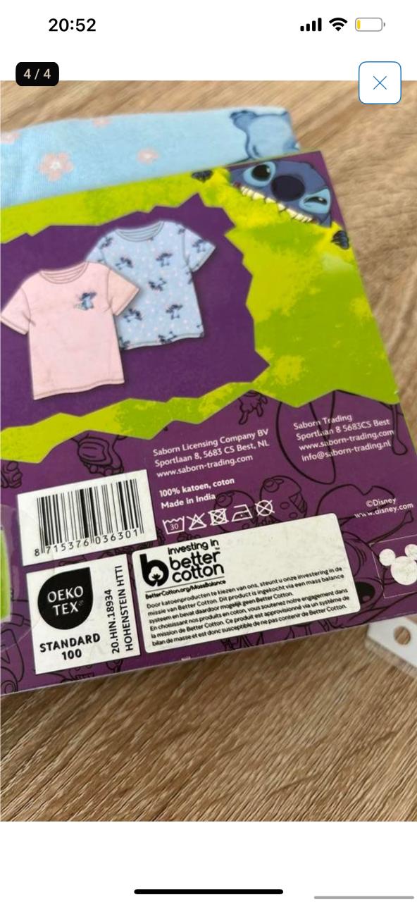 Disney Stitch - 2x T-shirts - Maat 104-110