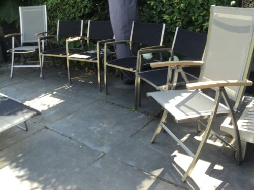 Vrijwel 6 nieuwe RVS stoelen 2 verstelbaar