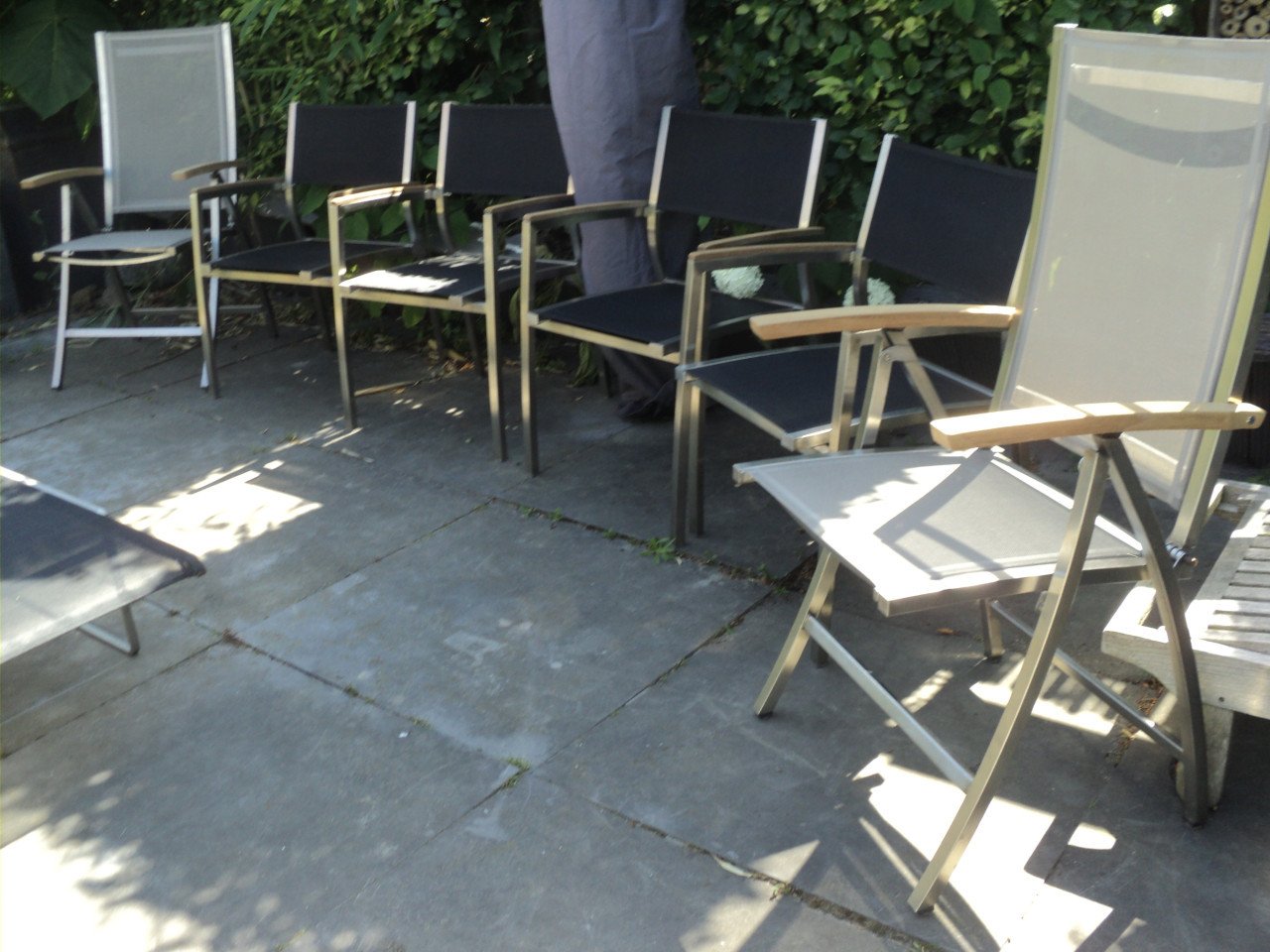 Vrijwel 6 nieuwe RVS stoelen 2 verstelbaar