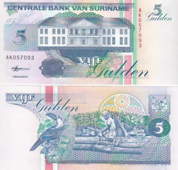 Biljet Suriname 5 Gulden 1998 UNC