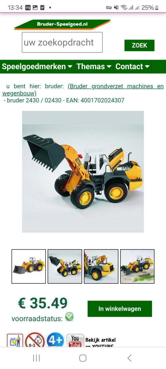 Bruder shovel kraan en graafmachine