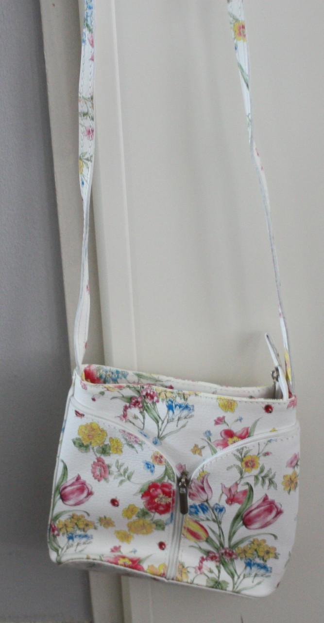 Wit tasje met bloemen  patroon schouder tasje