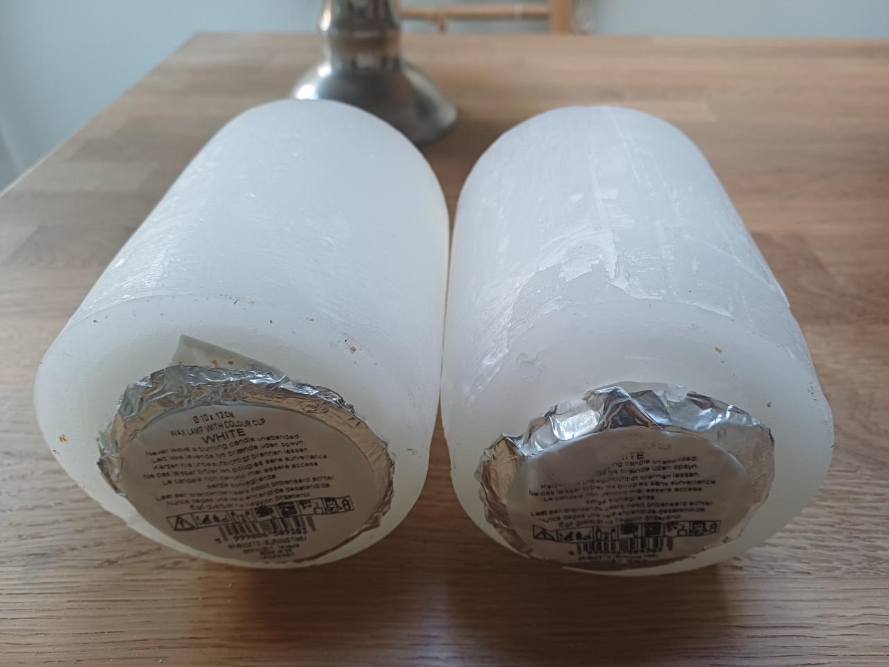 Grote, glazen Rivièra Maison kandelaars + wax kaars