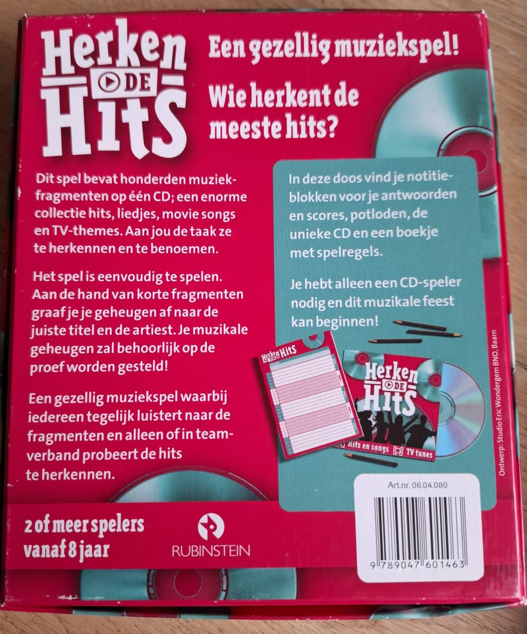 Herken de hits, een gezellig muziekspel voor 2 of meer spelers, vanaf 8 jr.