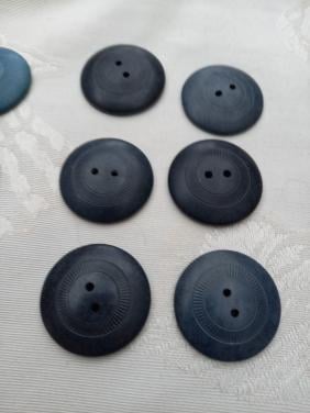 Set van 6 originele zwarte vintage knopen 35 mm x 7 mm