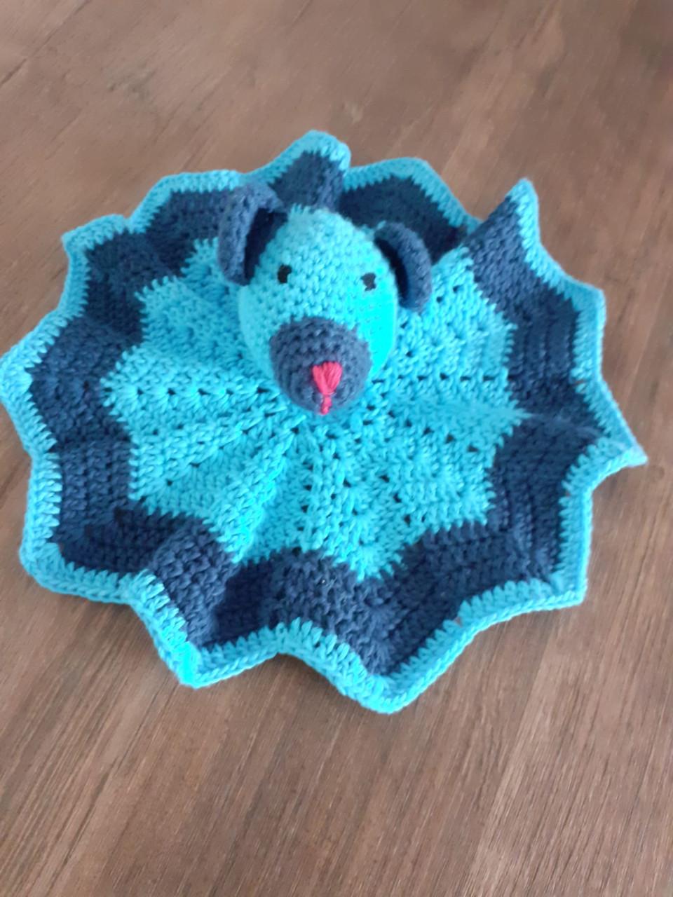 NIEUW: Roze/blauw KNUFFELDOEKJE, leuk KRAAMCADEAU!