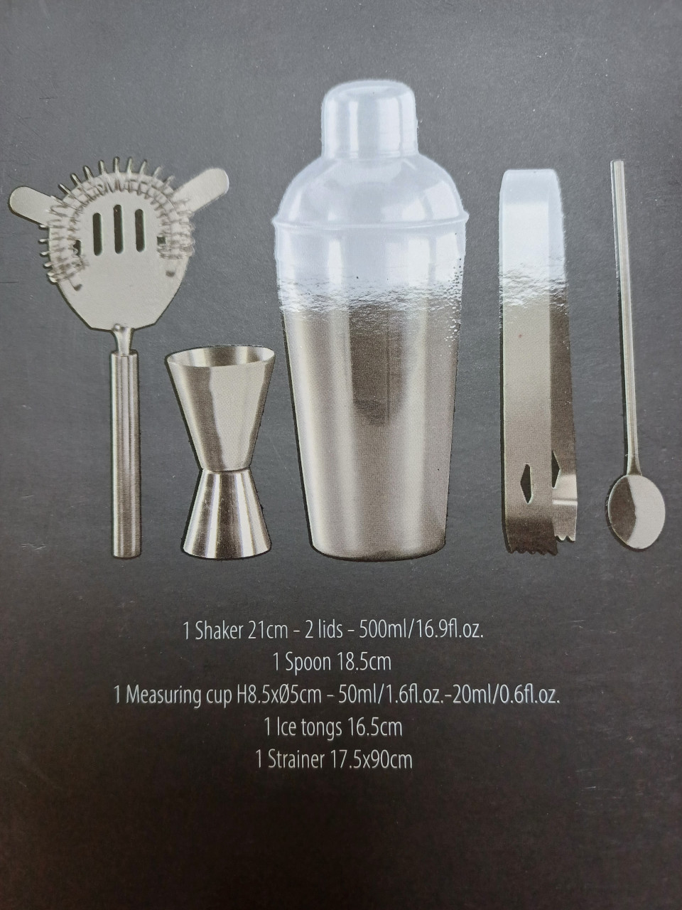 NIEUW:Excellent Houseware rvs cocktailshakerset 5-delig