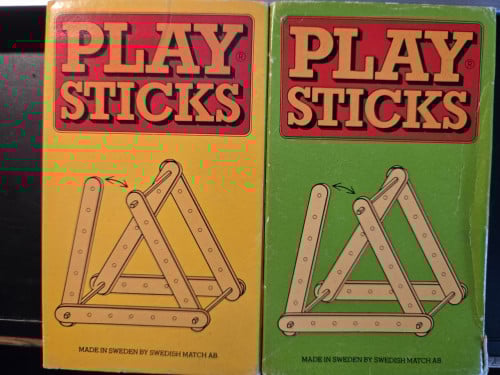 Play sticks, vintage constructiespeelgoed.1 ds stokjes, 1 ds bouwstrips