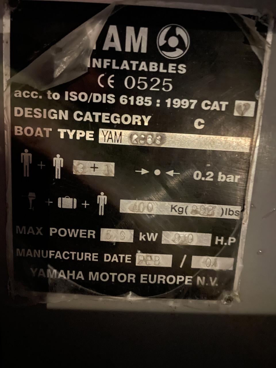 Rubberboot YAM 265 op trailer, Suzuki 6pk+tank, vaarklaar!
