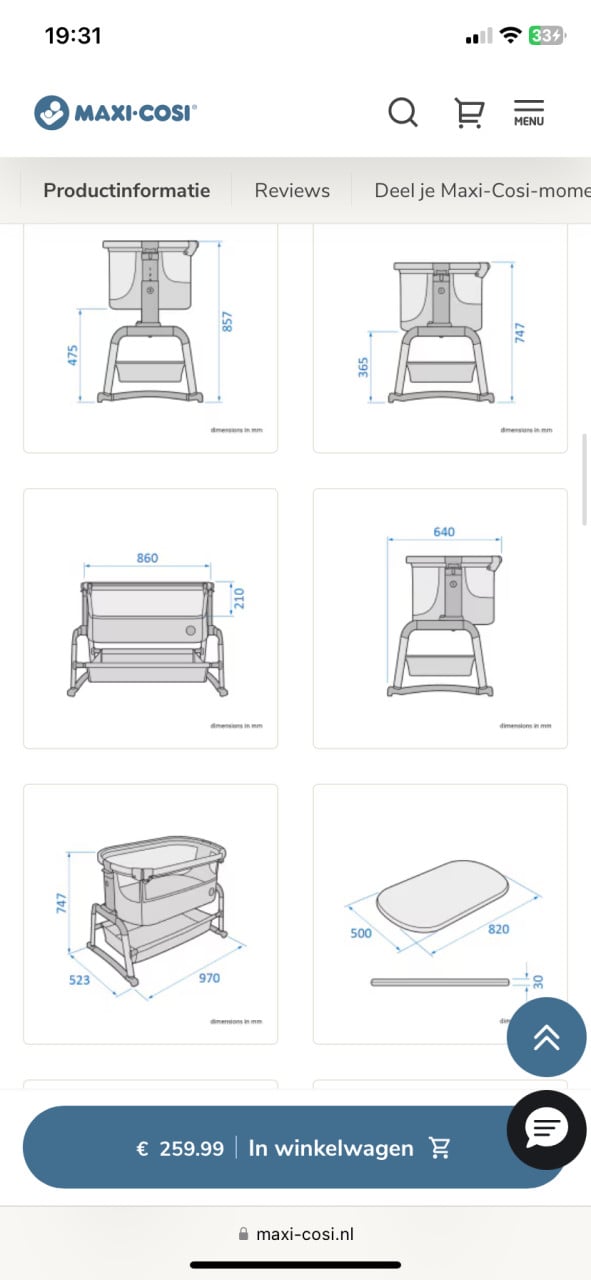 Co sleeper maxi cosi Iora air nieuwstaat