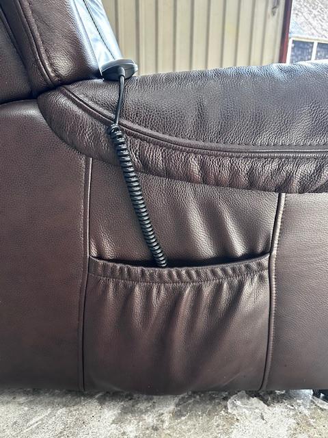 Leren elektrische relaxfauteuil – bruin – met afstandsbediening
