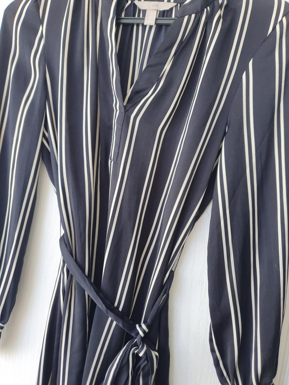 Donkerblauw met wit gestreept jurkje maat xs