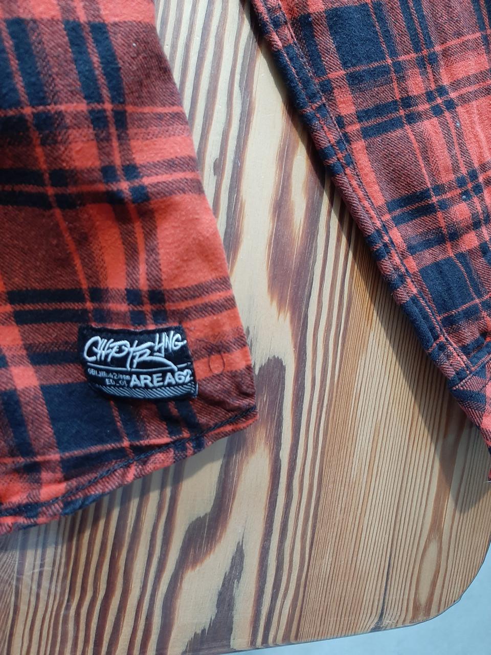 FLANNELEN  JONGENS  OVERHEMD BLOUSE - MAAT 158 / 164 -  ROOD / ZWART