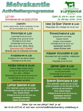 Activiteiten meivakantie Kinderboerderij de Klepperhoeve