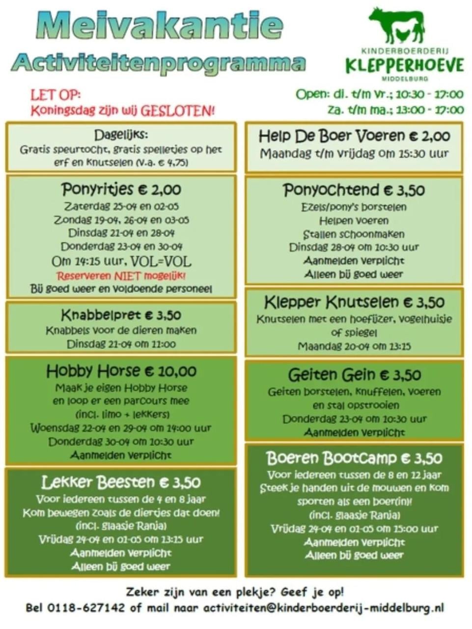 Activiteiten meivakantie Kinderboerderij de Klepperhoeve