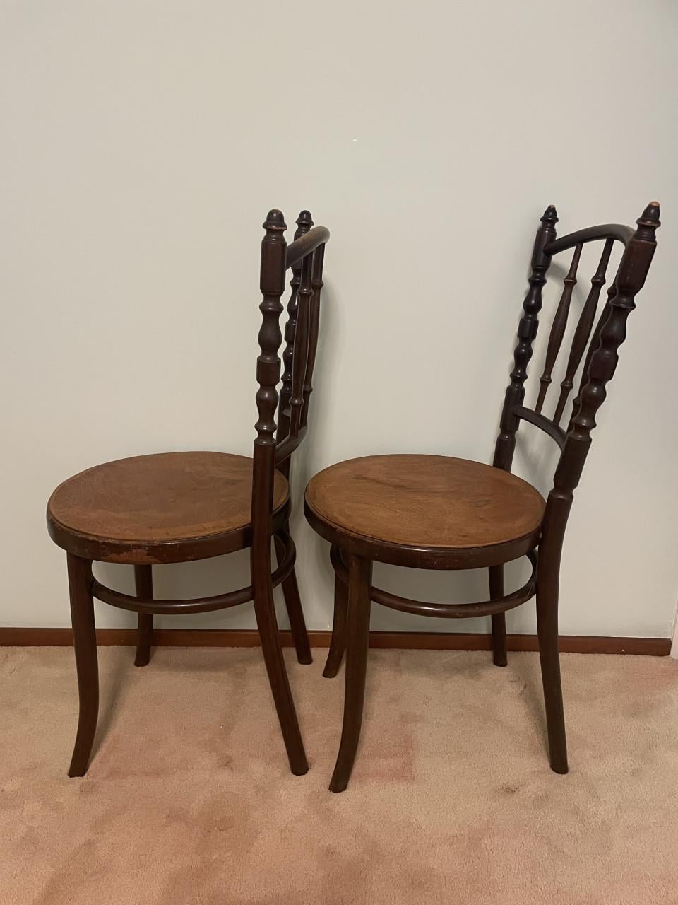 Thonet Weense bistro stoeltjes, vintage, 2 stuks