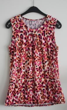 Roze oranje panterprint top maat xl