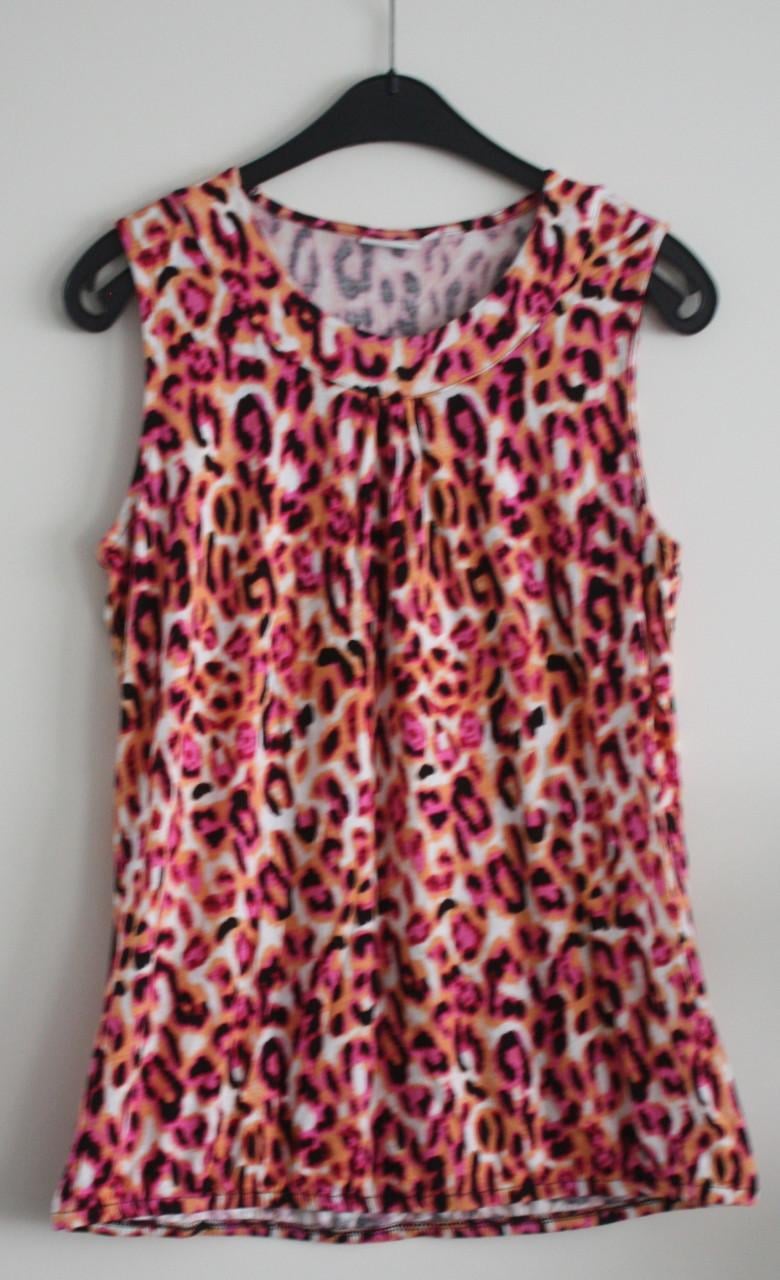 Roze oranje panterprint top maat xl