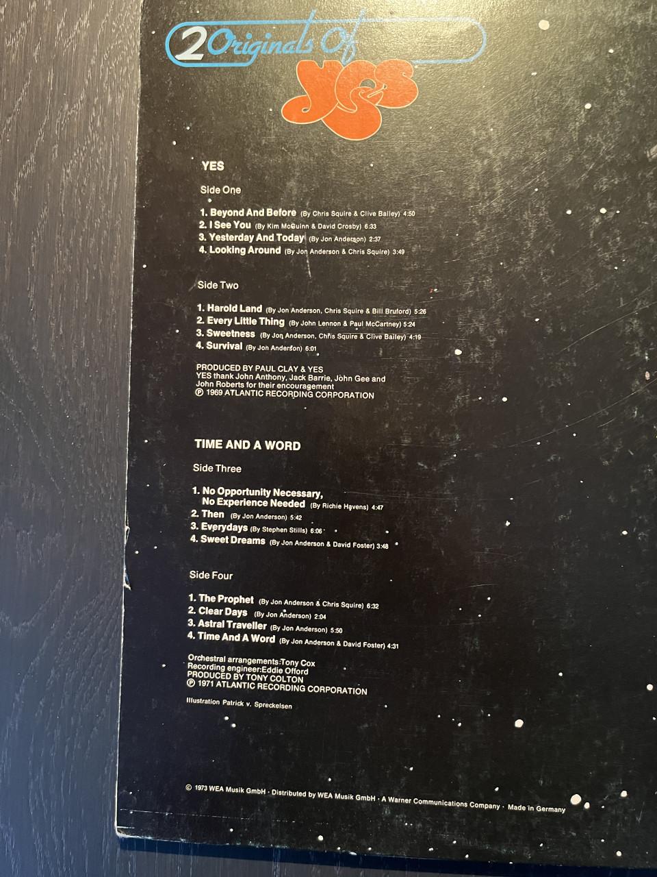 Dubbel-LP Yes titel '2 Originals'